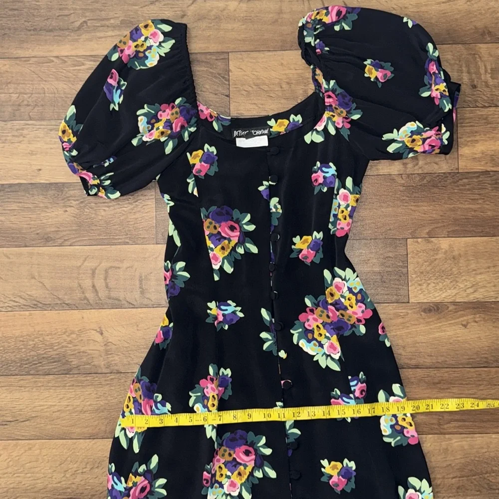 Betsey Johnson For Lew Magram Vintage Dress Size Small 90s Does 40s Puff Sleeve - Picture 12 of 16